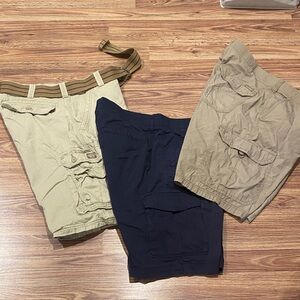 Men's Cargo Shorts - Tan, Navy, and Khaki